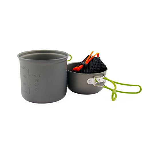 SET superleichtes Camping-Geschirr aus langlebigem Aluminium, für Festivals, Outdoor-Aktivitäten, inklusive Transportbeutel, Wandern, Nordic-Walking, Klettern, Zelten, Kochen, Farbe: Anthrazit … - 4