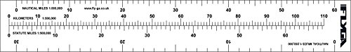 Regla de mapas de escala náutica (60 nm de distancia) [3 mm de grosor] - para pilotos de aviación, PPL(A), PPL(H) y CPL Pilots de aviación + Marina, capitanes de barco y navegación