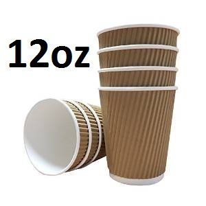 2 X 100 X 12oz / 360ml Kraft triple walled disposable paper ripple cups