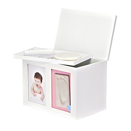 Keepsake box – Holz Aufbewahrungsbox, Erinnerungsbox, Andenken- Box fĂŒr Ihr Baby mit Passepartout (Blau und Pink) und Glasscheiben - 6