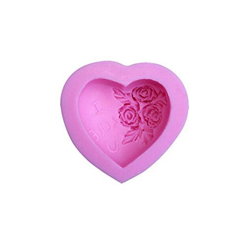 joyliveCY Liebevolles Herz Rose Blumen Silikon Soap FORM Kuchen Sugarcraft Kuchen 3D Mould