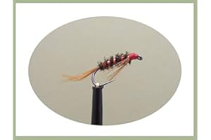 TroutfliesUK Nymphs Barbless Diawl Bach Flies, 6 Pack Red Barbless Diawl Bach, choice of sizes