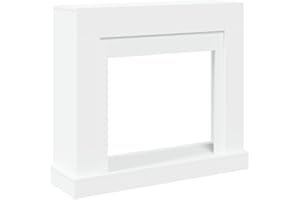 vidaXL White Engineered Wood Fireplace Surround with Functional Mantel Shelf - 100x30x87.5 cm | Easy Maintenance | Compatible with LED Flames