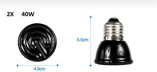 Highdas 2X 40W Mini Reptile Vivarium Ceramic Heater Heat Emitters Lamp Bulb Screw Fitting