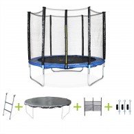 Alice's Garden - Cama elástica, Trampolin de 245 cm, aguanta hasta 150 kg (estructura reforzada). Incluye: escalera + funda protectora...