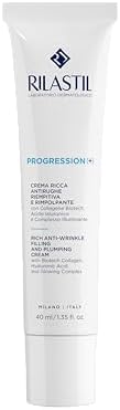 Rilastil Progression(+) Crema Ricca Antirughe Riempitiva e Rimpolpante, Trattamento Rughe Marcate, Antiaging, Rimpolpante per Pelli Mature con Collagen, Acido Ialuronico, Confezione da 40 ml