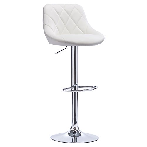 WOLTU BH23ws-2 Barhocker Tresenhocker, gute gepolstert, Kunstleder, Höhenverstellbar, Drehbar, 11 Farben, 2 x Hocker, Weiss - 4
