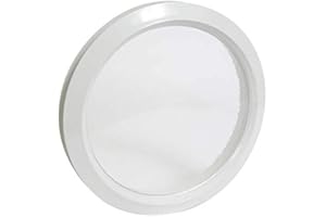 NICOLL, Hublot rond décor blanc vitrage incolore diamètre 307mm, Vitrage synthétique, Aspect martelé translucide, Composé de 2 éléments à visser par une rotation inverse