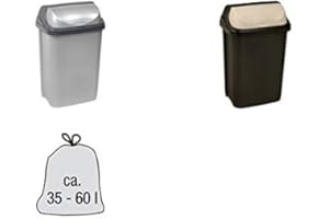 Keeeper Cubo de Basura con Tapa Deslizante, 25 l, Rasmus, Gris (Graphite)