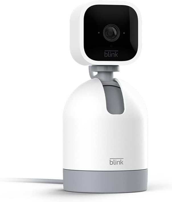 Blink Mini Pan-Tilt Camera | Rotating indoor plug-in pet security camera, two-way audio, HD video, motion detection, Alexa enabled (White)