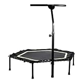 Mr.T / Trampoline intérieur 53'Mini Trampoline Exercice for Adultes ou Enfants, Remise en Forme rebondeur Trampoline avec T-Guidon |Calme et sûr Bounce Trampoline, Max.Chargez 200 kg avec Capot de pr