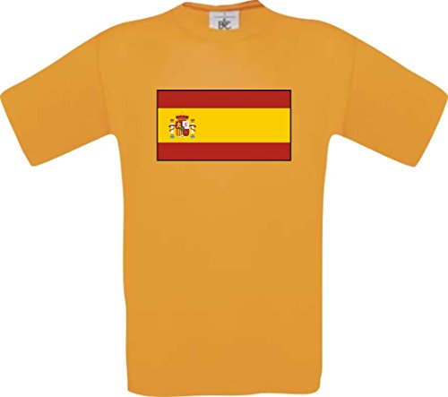 Kids T-Shirt Spanien Spain Ländershirt mit Wunschnamen und Nummer diverse Farben, Farbe orange, Größe 140