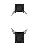 22/18 mm Uhrenarmband, Schwarz mit gelber Naht, passend für Tag Heuer Aquaracer Kaliber 16 Silber Schließe