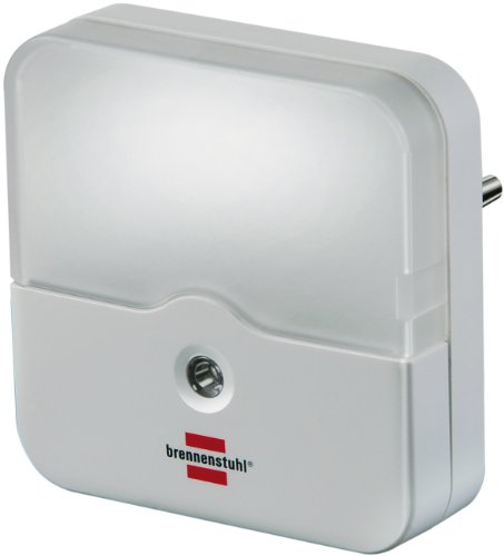 Brennenstuhl LED-Orientierungslicht eckig / Nachtlicht mit Dämmungssensor für die Steckdose (extrem energiesparend, mit 2 LEDs) Farbe: weiß