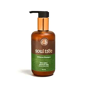 SoulTree Hibiscus Shampoo with Honey & Aloe Vera - Prevents Dryness & Hair Breakage, Cleanses & Hydrates at the same time, SLS/SLES Free - All Hair Types, 250 ml
