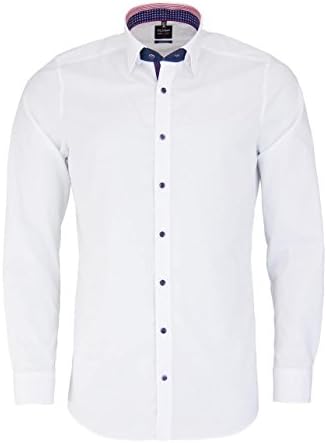OLYMP Bezner KG Men's Plain Button Down Formal Shirt White White - White - 16