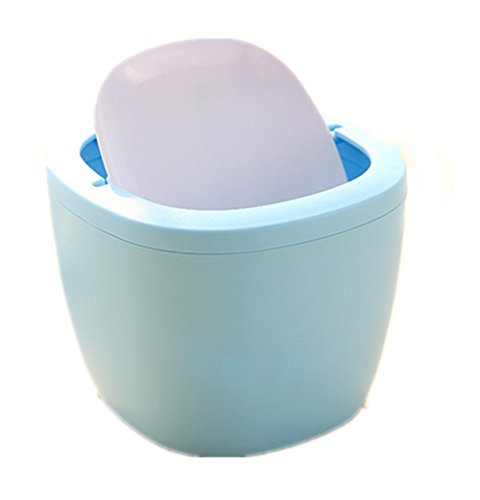 Moolecole Fashion Creative Detachable Blue Plastic Trash Bin Table Office Desk Mini Dustbin Trash Can