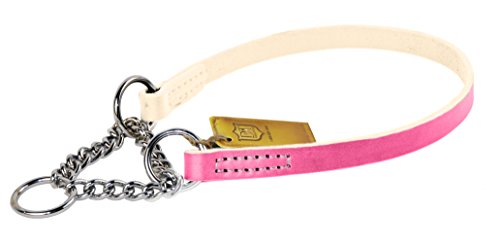 Dean-Tyler-Leather-Martingale-22-Inch-by-34-Inch-Dog-Choke-Collar-with-Chrome-Plated-Steel-Chain-Fits-Neck-20-Inch-to-22-Inch-Pink
