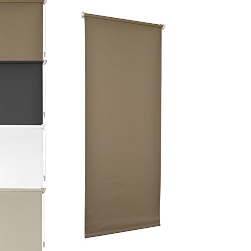 Verdunkelungsrollo: Klemmfix Kettenzug-Rollo 140x160 cm (BxL) in Taupe (Braun) - Montage ohne Bohren inkl. Zubehör