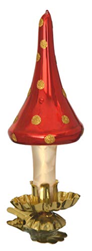 Jingle Bells Lauscha Christmas Tree Decorations Mushroom Gnome Champagne / Red Pack of 3