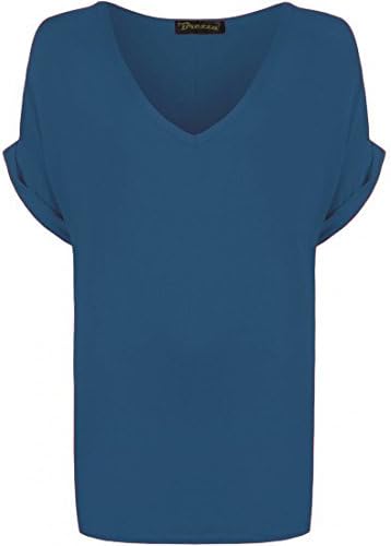 Fashion 4 Less New Women Plus Size V Neck Foldover Sleeve Top.UK 8-26