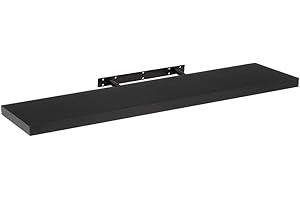 LOLAhome Estante de Pared Flotante de Madera MDF Negro Decorativo,Balda de Pared,De 23x120 cm para Salón, Cocina, Oficina, Dormitorio,Resistente
