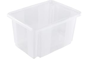 keeeper Aufbewahrungsbox mit Dreh-/Stapelsystem, 38 x 28,5 x 20,5 cm, 15 l, Emil, Transparent