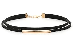 Lozadia Stylish Velvet Choker: Double Layer Elegant Black Ribbon Necklaces for Women and Girls Alloy