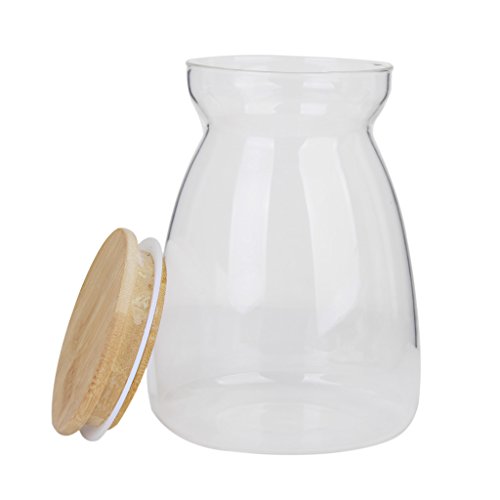 H förmigen Speicher mit Deckel Flasche Klarglas Vase für Pflanze Blume Dekor - 7