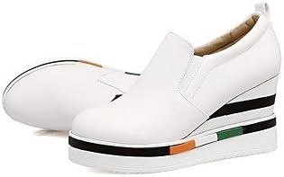 SHOESHAOGE Women'S Shoes Real Leather Oxford Nappa Leather Fall Winter Comfort Fashion Boots Light Soles Loafers &Amp; Slip-Ons Wedge Heel Round Toe,White,Us6.5-7 / Eu37 / Uk4.5-5 / Cn37