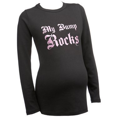 My Bump Rocks Glitter LONG SLEEVE Slogan Maternity Black T-shirt