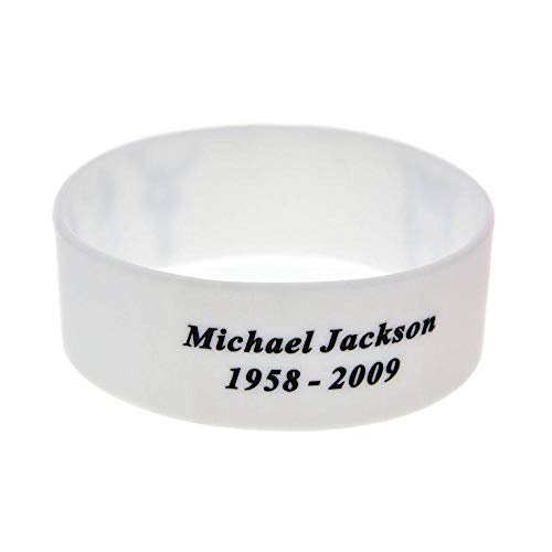 Silicone Bracelet With Pattern 'Michael Jackson' Silicone Wristbands Sports Memorial Trendy Hip Hop Bracelet 1-inch
