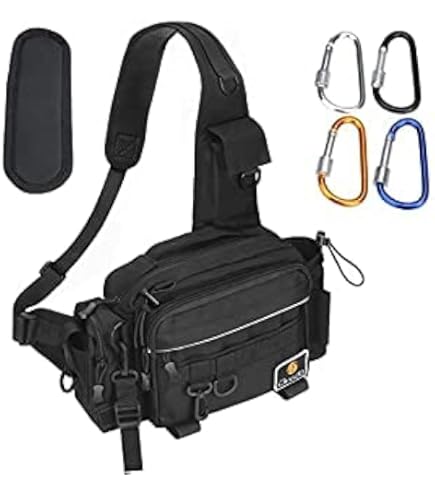 Sac Bandoulière Pêche Étanche Noosverl - Tissu Oxford 600D - 4 Mousquetons - 27x20x13 Cm