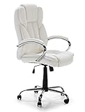 VS Venta-stock Fauteuil de Bureau à Hauteur réglable et inclinable Nixon tapissé en Similicuir, Couleur Blanche, métal chromé.