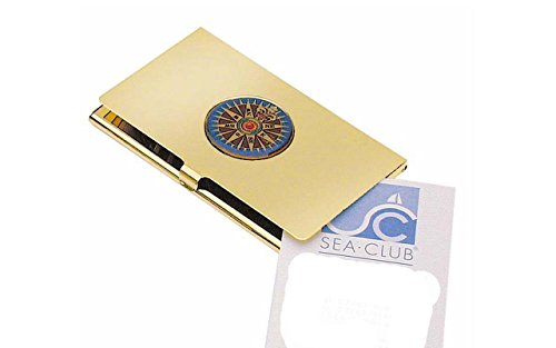 Preisvergleich Produktbild Messing Visitenkartenbox mit Kompaßrose im Deckel
