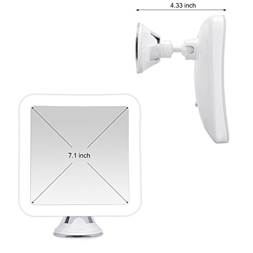 KEUDSM Make-up Spiegel 8 x Lupe LED-beleuchteten Compact Spiegel mit Saugfuß, Tageslicht Vanity beleuchtet Kosmetikspiegel Spiegel, 360 ° drehbar, batteriebetrieben, quadratisch, 8X - 3
