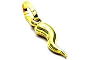 PEGASO GIOIELLI - Ciondolo Oro Giallo 18kt (750) Pendente Piccolo Corno Cornetto Lucido Mini Portafortuna Uomo Donna Bambini