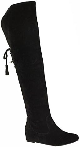 Big Size 3-7.5 Snow Boots Warm Winter Fur Flat Shoes Fashion Women's Knee Boots Over The Knee Boots (6.5, Black)