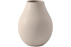 Villeroy & Boch - Manufacture Necklace Sand, Tall Vase Pearl, 20 cm, Premium Porcelain, Beige, Tall