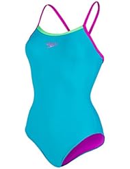 Speedo Thinstrap Muscle Back, Bañador para Mujer, Calipso (Aquarium/Diva/Fluo Green), 30