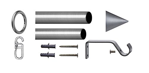 Tilldekor ausziehbare Gardinenstange PALMA, silber, Ø 13/16 mm, 1-Lauf, 130 – 240 cm, inkl. Trägern und Ringen - 2