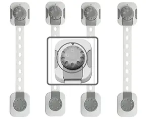 SPY KIDS Child Safety Locks Latches for Door Cupboard Cabinet Fridge Drawers Toilet Microwave Oven and Dustbin | Strong Adhesive 3M Tape | Pack of 4Pcs White and Gray Color | Size 8.6 Inches