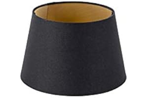 QAZQA Modern Baumwolle Baumwolllampenschirm schwarz 20I15I13 mit Gold I Messingenem Interieur, Schirm Pendelleuchte,Schirm Stehleuchte