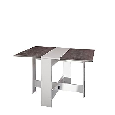 Symbiosis 2050A2198X00 Contemporain Table Pliante avec 2 Abattants Blanc/Béton 103 x 76 x 73,4 cm