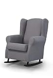 Fabricado en España Relaxing-Confort Butaca Sillón Orejero-Balancín, Gris Claro, Talla Unica