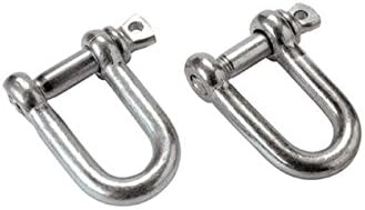 HOQ 2 x M6 M8 D Lock Galvanised Steel Shackle with Bolt Connector Straight for Rope SLACKLINE, Chains, Etc.