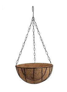 Pankaj Nursery Coir Hanging Basket with Chain, Green, 10 Inch, Pack of 2