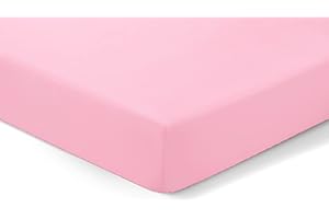 Amigozone Extra Deep 16"(40cm) Non Iron Percale Pollycotton Fitted Sheets (Single, Pink)