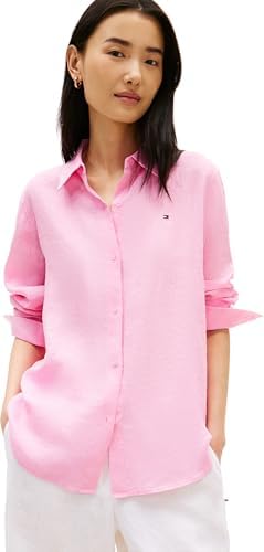 Tommy Hilfiger Camicia da Donna Ess Linen Relaxed LS WW0WW44679, Rosa, 44