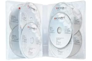 Scanavo 1 x 6 discos superpuestos transparente CD DVD Blu Ray caja de disco con lomo de 32 mm – para sostener 6 discos. Funda exterior para sostener obras de arte incrustadas